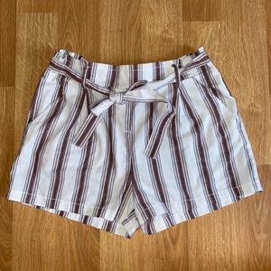 Ci Sono High-waisted Pinstripe Shorts